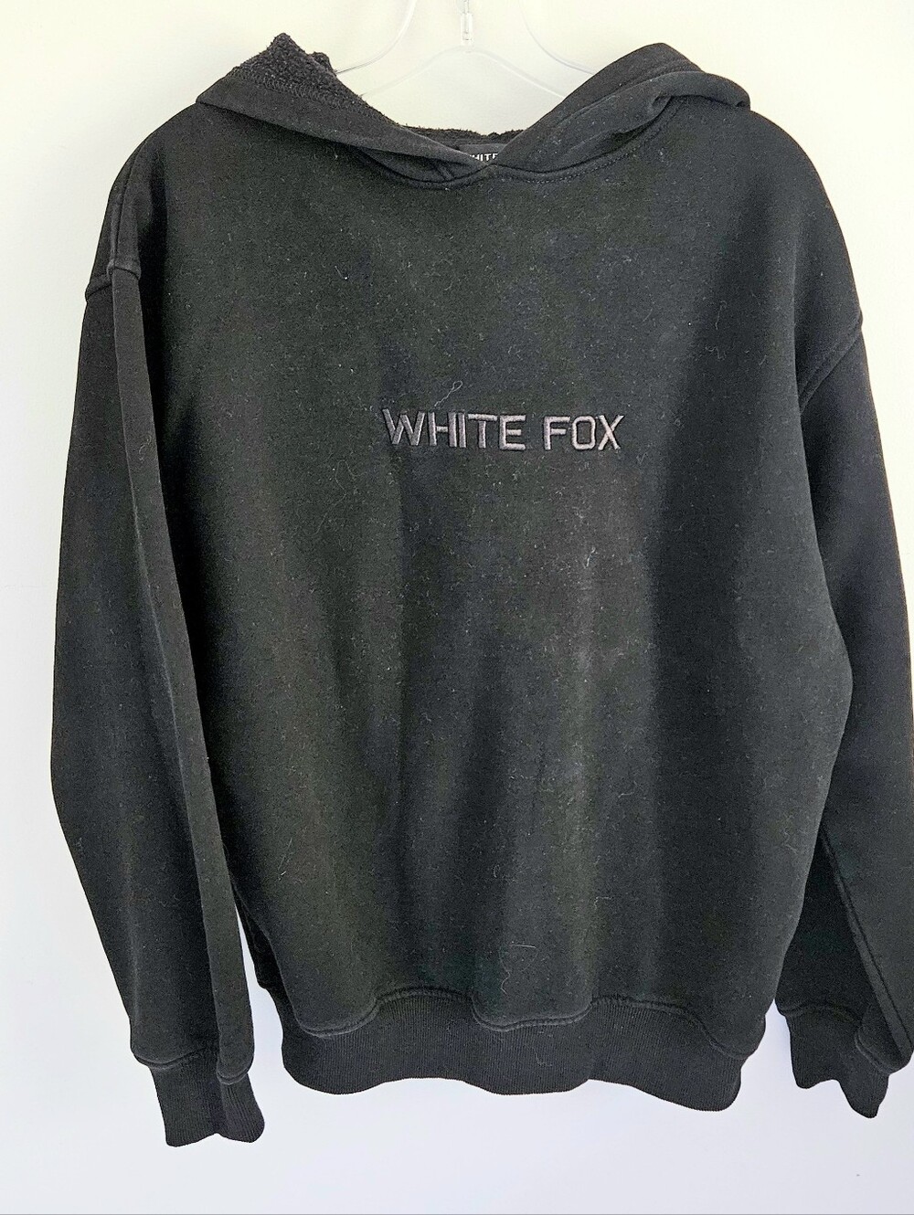 White Fox Boutique Sweatshirt Charcoal Hoodie Tone On Tone Graphic